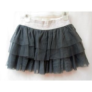 Dark Grey Tiered Ruffle Tulle Tutu Skirt  L 10 12